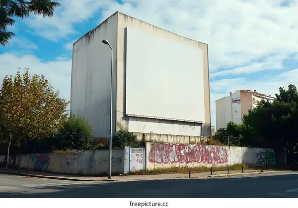 Blank Billboard Wall In Front of Building