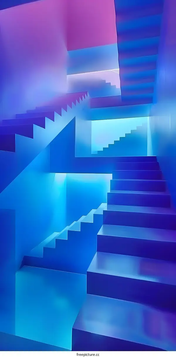 Abstract Blue and Purple Staircase Interior Design