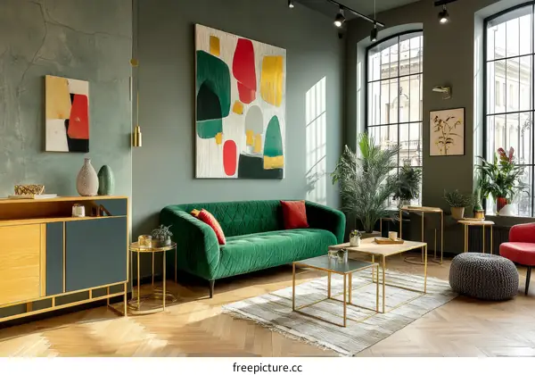 Modern Living Room with Vibrant Art