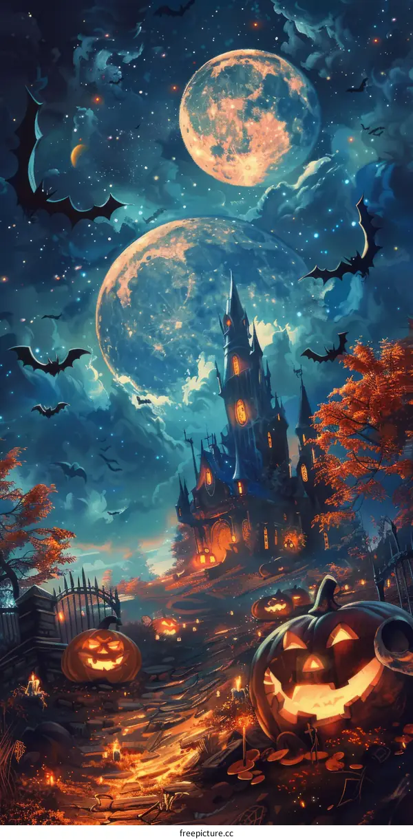 Haunted Castle on Halloween Night