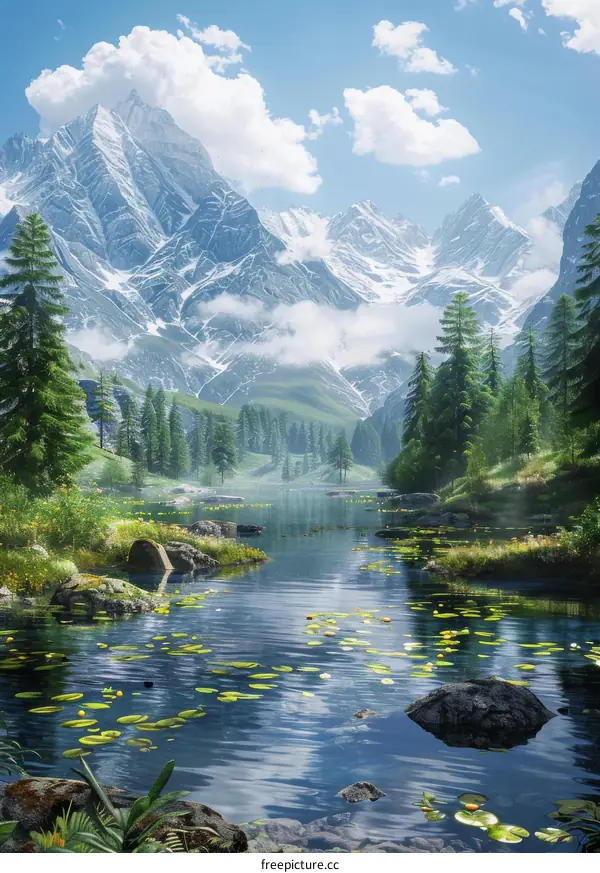 Stunning Mountain Lake and Treescape