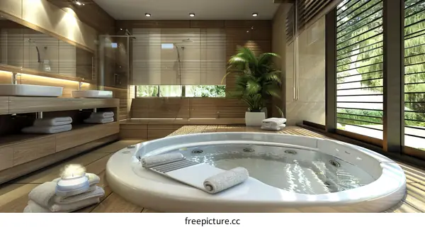 Modern Spa Bathroom with Jacuzzi