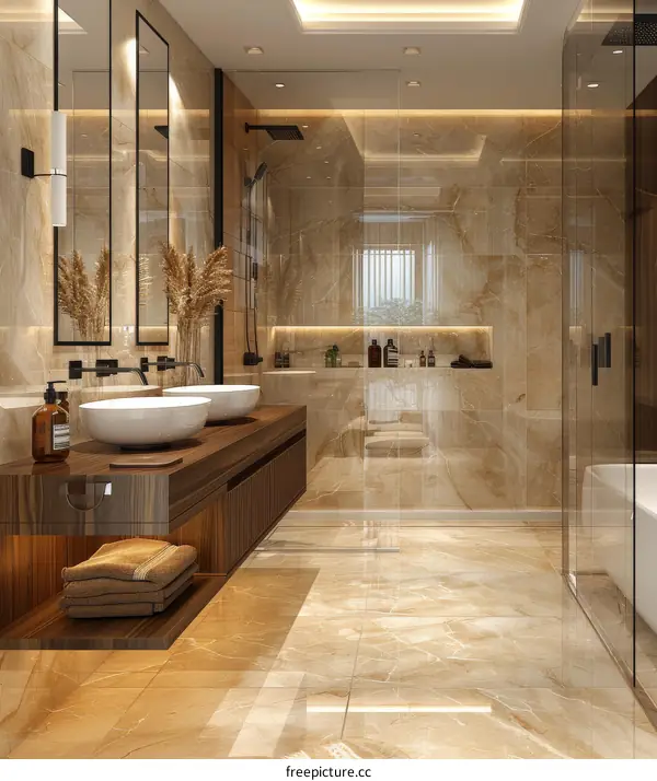 Luxury Modern Bathroom Design with Marble Tiles