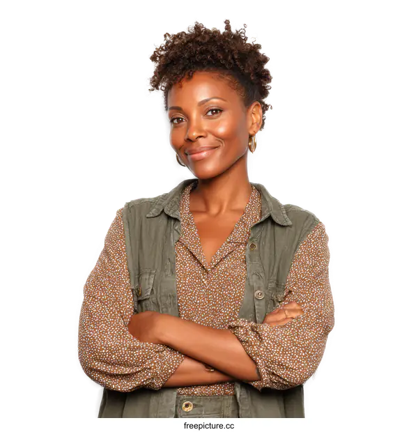 [Transparent Background PNG]African American Woman Posing Confidently