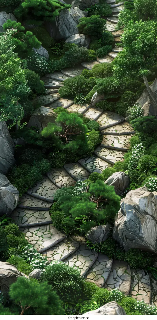 Mystical Stone Path Through Enchanted Forest