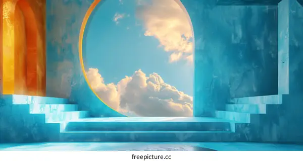 Blue and Gold Architectural Background