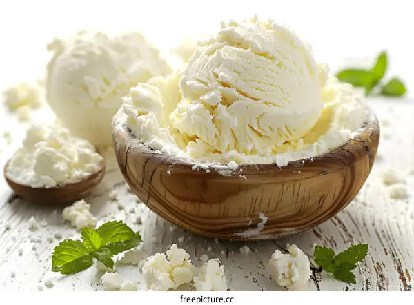 A bowl of delicious vanilla ice cream