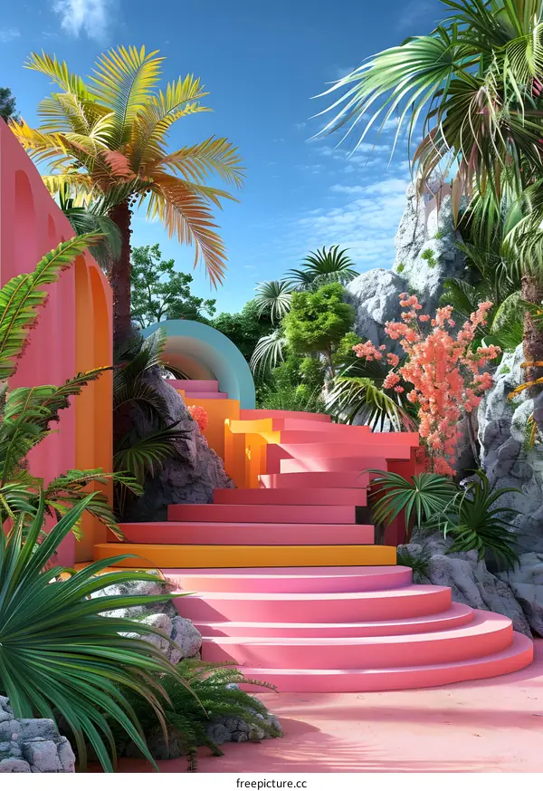 Tropical Garden Steps Design