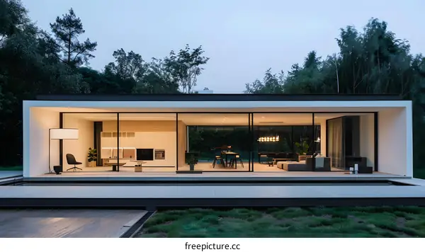 Modern House with Large Windows and a View of the Forest