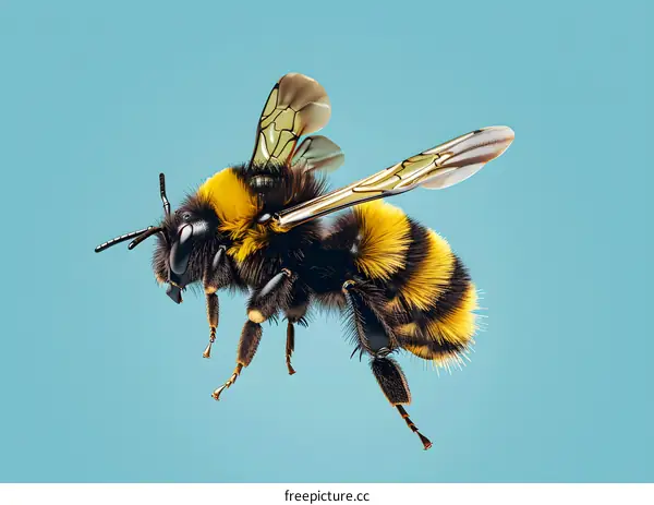 A bee on a blue background