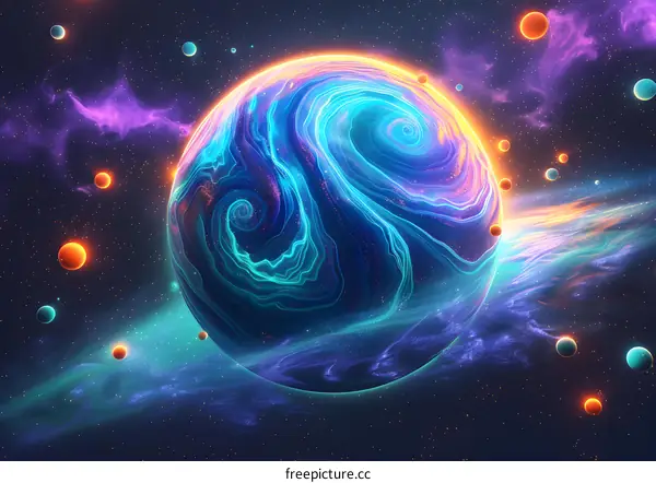 Glowing Planet in Deep Space