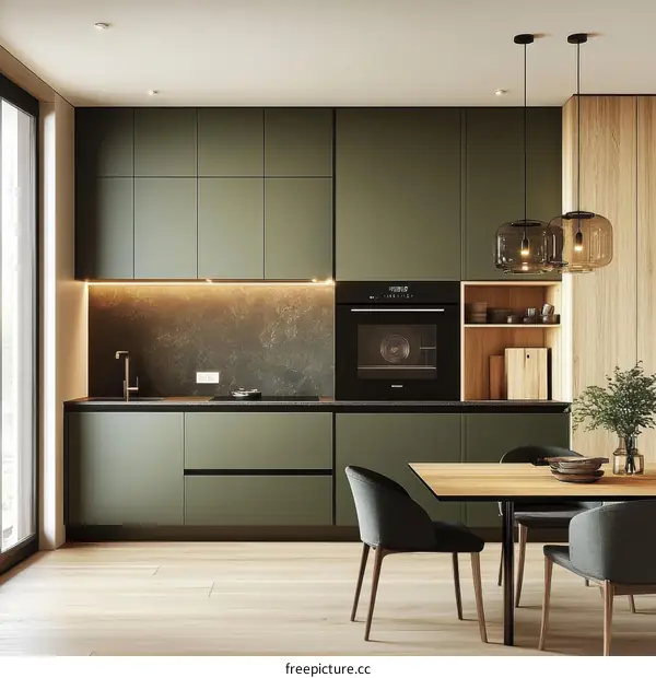 Modern Olive Green Kitchen Design