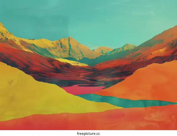 Abstract Art Mountain Landscape Digital Illustration