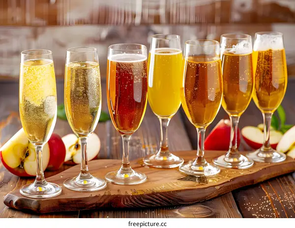 Apple Cider Tasting Flight with Various Flavors
