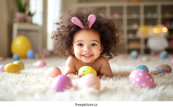 Adorable Baby Girl with Easter Bunny Ears