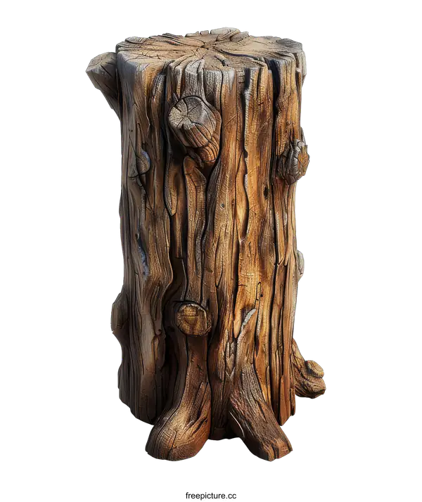 [Transparent Background PNG]Isolated weathered tree stump on transparent background