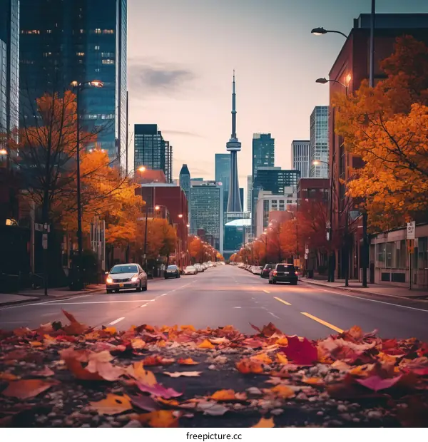 Toronto Skyline in Vibrant Autumn Colors