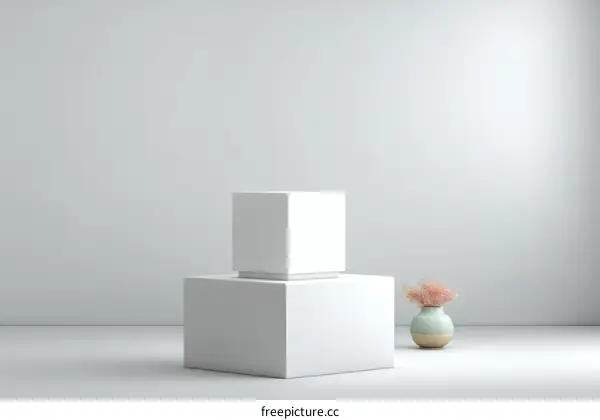 White Minimalist Product Display Cubes