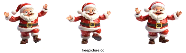 [Transparent Background PNG]Three Merry Christmas Santa Clauses Illustration