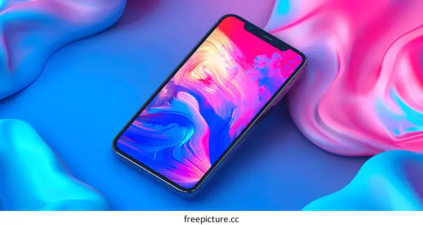 Abstract Phone Mockup with Colorful Swirls