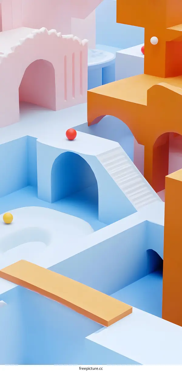 Abstract 3D Minimalist Design with Geometric Shapes