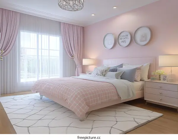 Pink Bedroom Interior Design Illustration