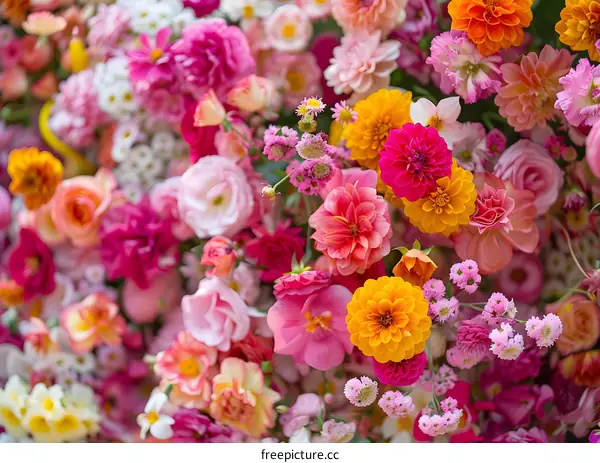 Close Up Bouquet of Pink and Orange Flowers