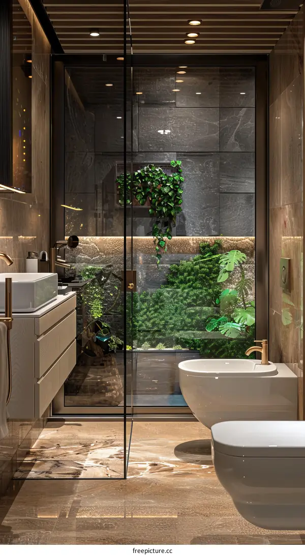 Modern Luxury Bathroom Design with Tropical Garden View
