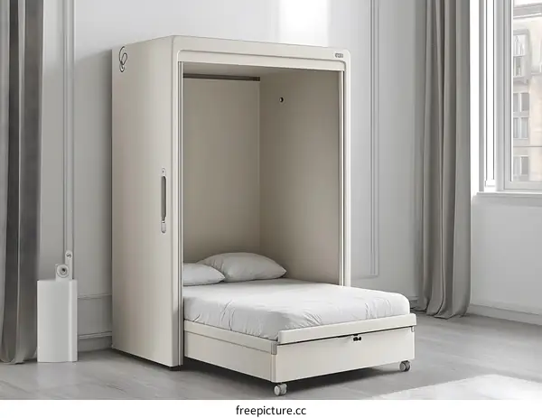 Modern Wall Bed with Storage and Wheels