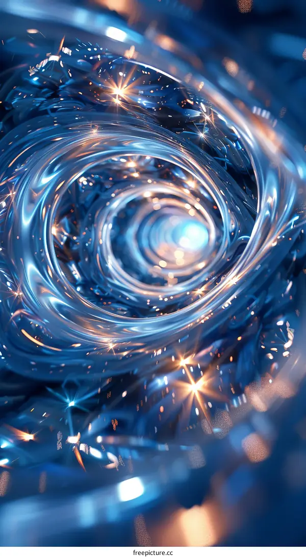 Blue and Gold Fractal Digital Art
