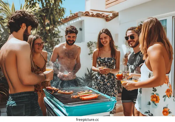 Group of Friends Enjoying a Summer Barbeque