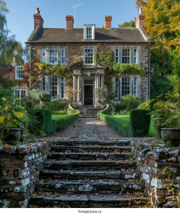 A Stunning Stone House with a Colorful Garden