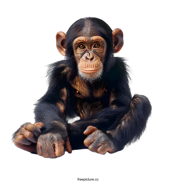 [Transparent Background PNG]Portrait of a Young Chimpanzee