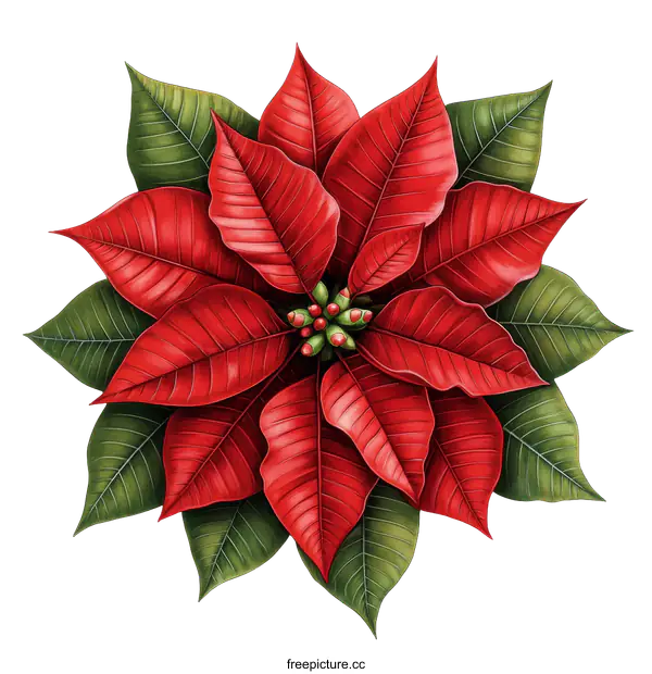 [Transparent Background PNG]Beautiful Poinsettia Illustration for Christmas