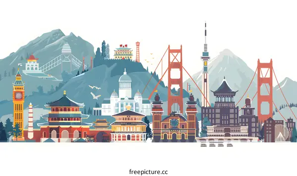 World Famous Landmarks Illustration