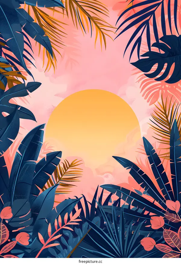 Tropical Leaves Summer Illustration Background