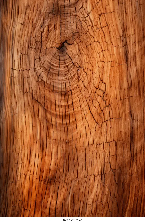 Close-up of Knotted Wood Grain Texture
