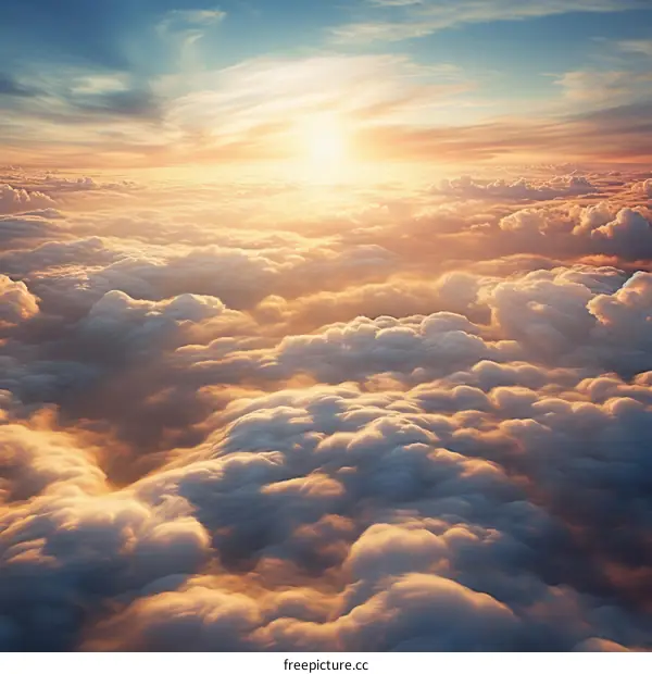 Golden Sunlit Sky above Cloudscape