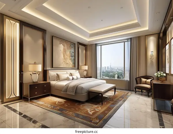 Luxury Hotel Bedroom Interior Design Illustration
