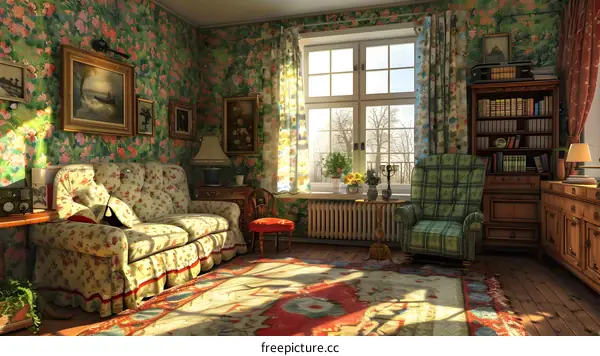retro cozy living room interior design