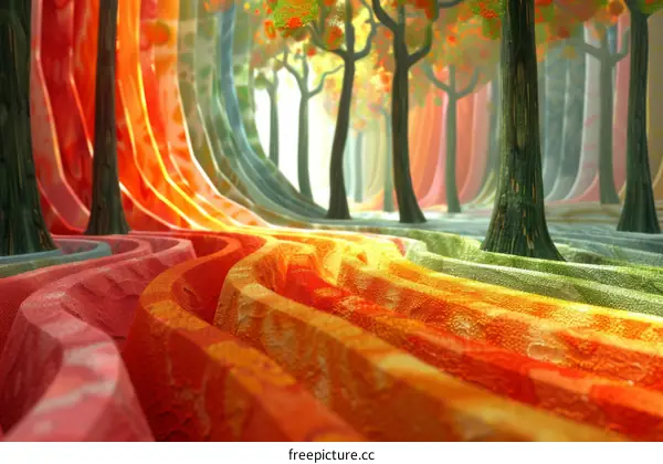 Magical Rainbow Forest with Pink Path