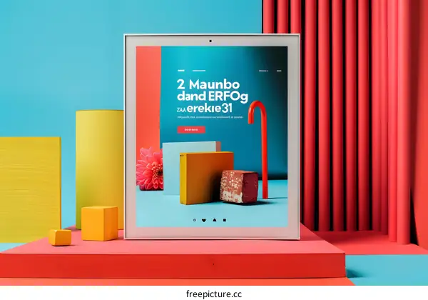 Colorful Geometric Shapes with a Framed Website Mockup