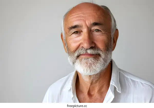 Portrait of a Smiling Elderly Caucasian Man with White Beard