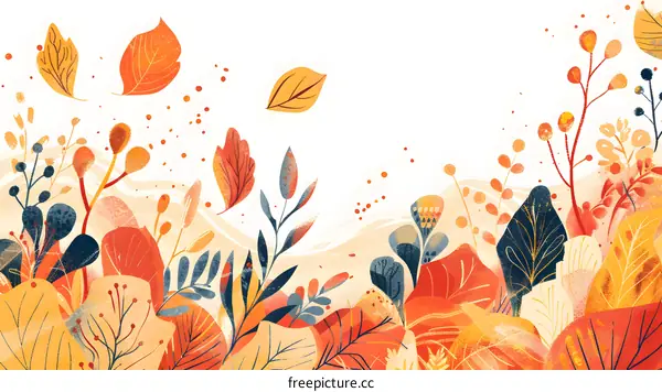 Autumn Leaves Watercolor Painting Illustration