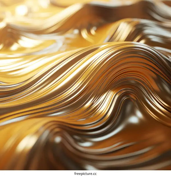 Golden Waves Seamless Pattern: Abstract Fluid Metallic Background