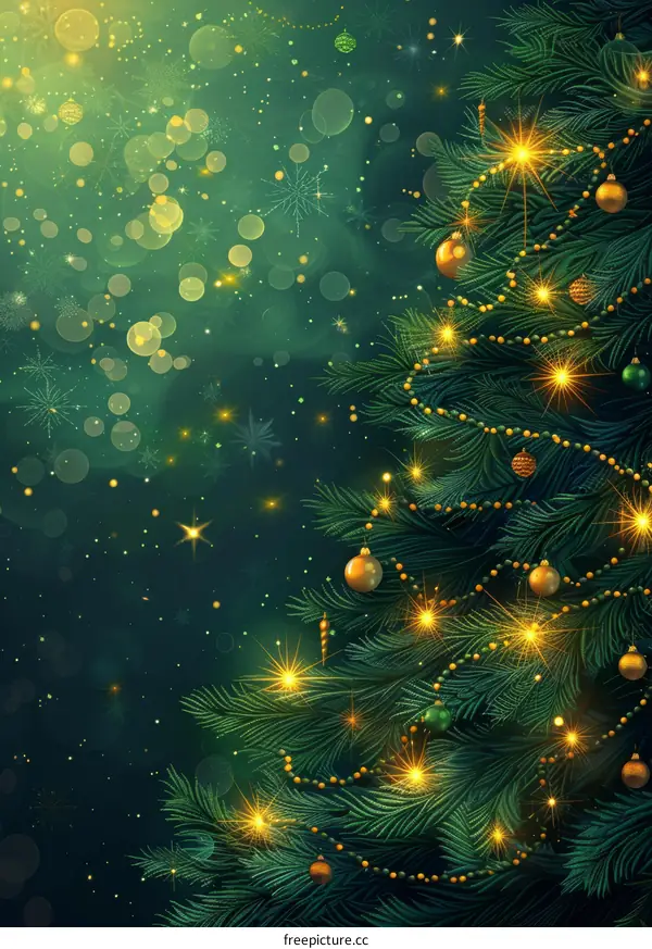 Sparkling Christmas Tree with Decorations and Lights