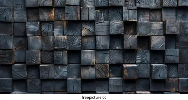 Rustic Black Wood Block Background