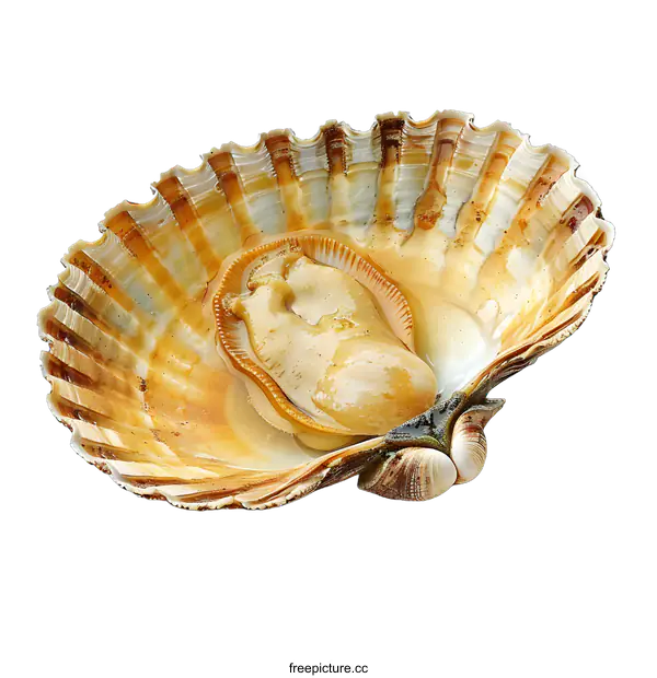 [Transparent Background PNG]Fresh scallop on white background