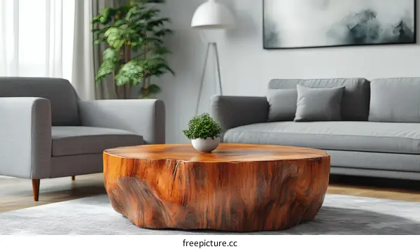 Modern Living Room with Wooden Coffee Table