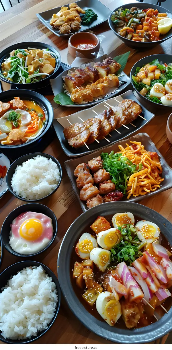 Korean Food Feast on a Table
